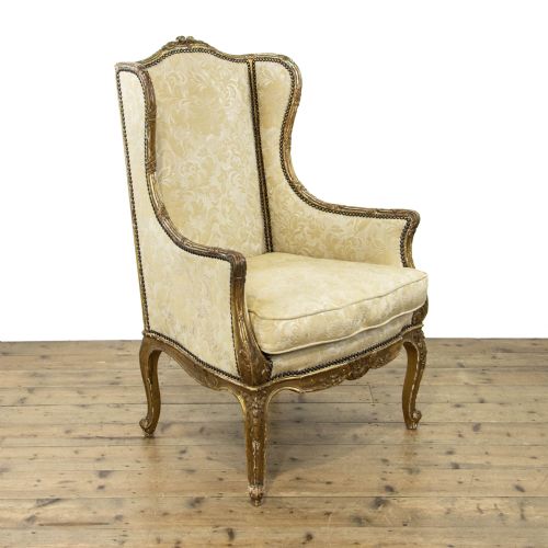 Antique Gilt Frame Wing Armchair