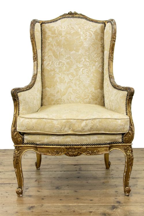 fig 1. Antique Gilt Frame Wing Armchair