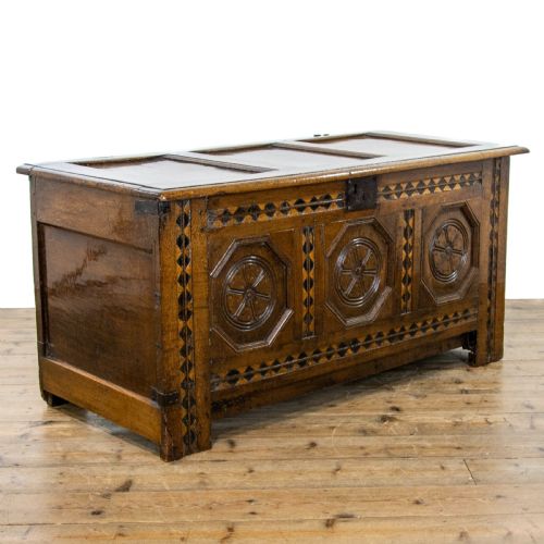 Antique 17th Century Inlaid Oak Coffer