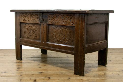fig 1. 17th Century Antique Oak Coffer