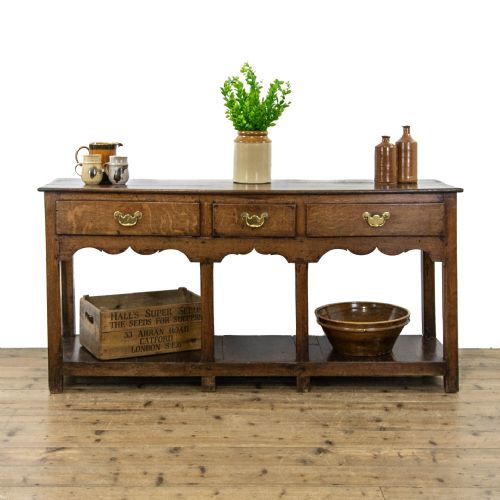 fig 1. Antique Oak Dresser Base Sideboard