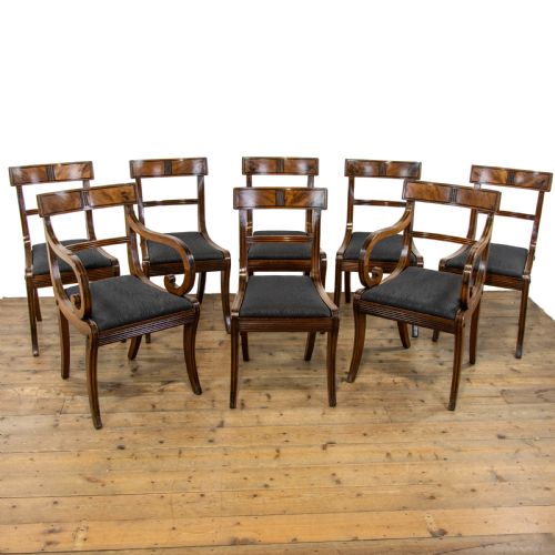 Set of Eight Regency Mahogany Dining Chairs