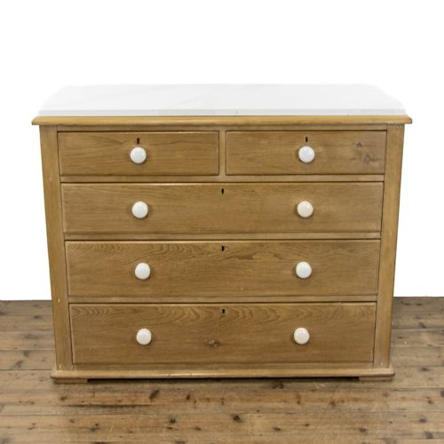 Victorian Pine Chest of Drawers with Marble Top