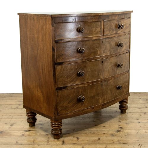 Antique Bow Front Mahogany Chest of Drawers