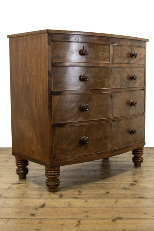 fig 2. Antique Bow Front Mahogany Chest of Drawers