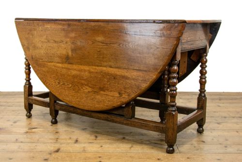 fig 1. Large Antique Oak Gate Leg Dining Table