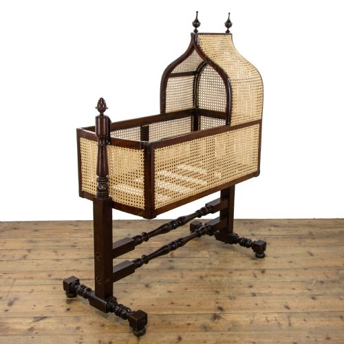 fig 1. Victorian Mahogany and Rattan Cradle or Crib