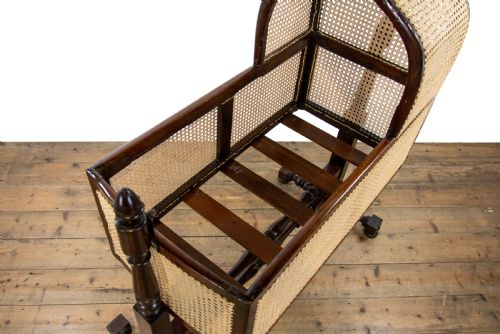 fig 2. Victorian Mahogany and Rattan Cradle or Crib