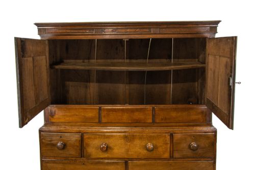 fig 1. Antique Welsh Oak Cupboard or Carmarthen Coffer