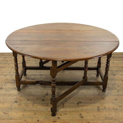 Large Antique Oak Gate Leg Dining Table