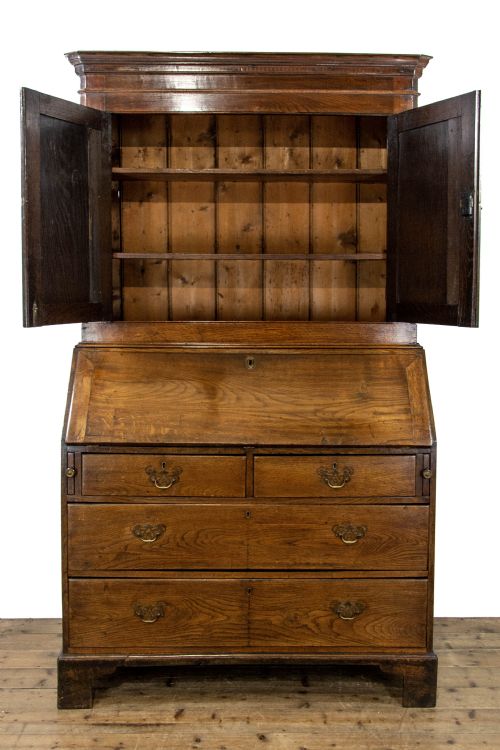 fig 1. Antique 18th Century Welsh Oak Bureau Bookcase