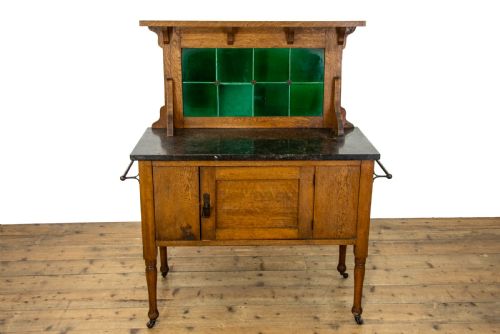 fig 1. Antique Oak and Marble Washstand