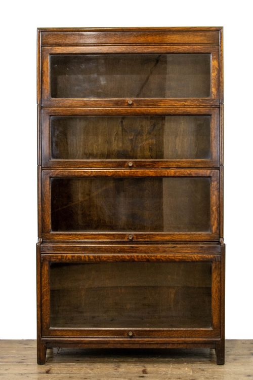 fig 1. Antique Oak Globe Wernicke Style Four Tier Bookcase