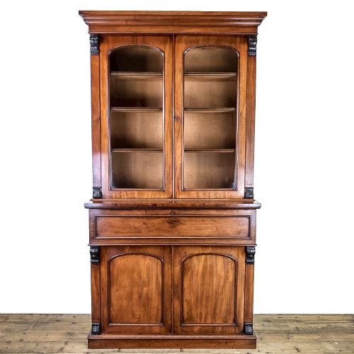 Antique Mahogany Bookcase with Inset Writing Surface
