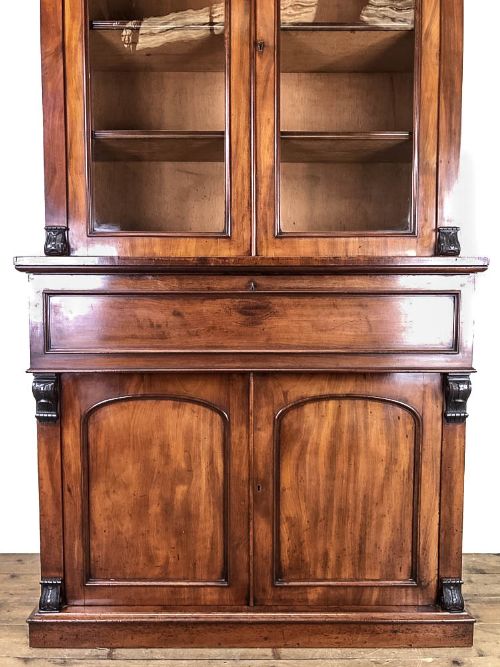 fig 2. Antique Mahogany Bookcase with Inset Writing Surface