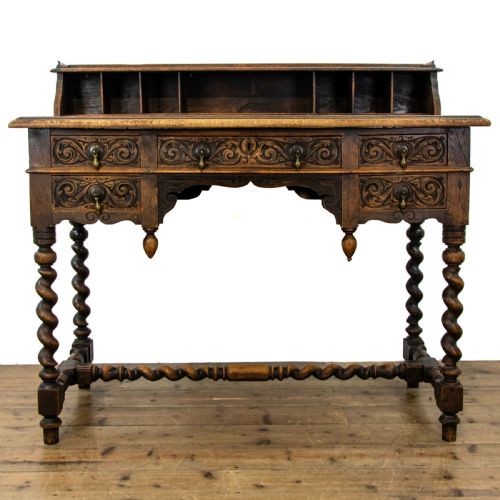 Victorian Antique Oak Carved Desk