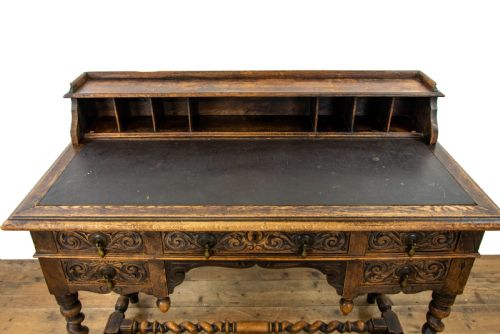 fig 1. Victorian Antique Oak Carved Desk