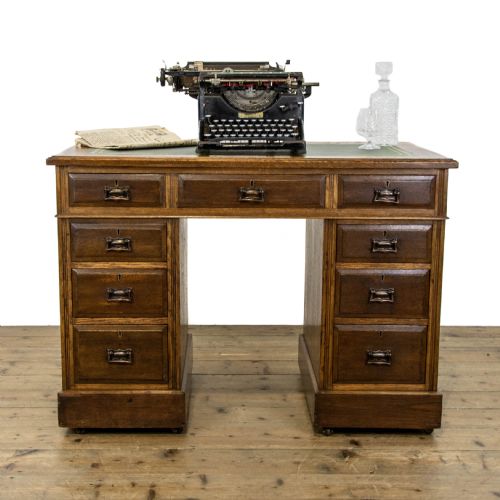 fig 1. Antique Pedestal Desk with Inset Leather Top