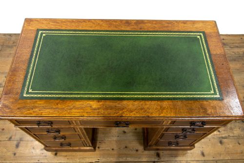 fig 2. Antique Pedestal Desk with Inset Leather Top