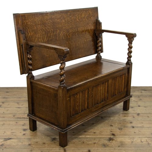 Early 20th Century Antique Oak Monks Bench