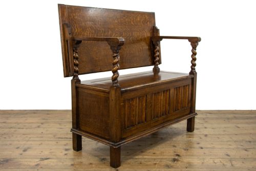 fig 1. Early 20th Century Antique Oak Monks Bench