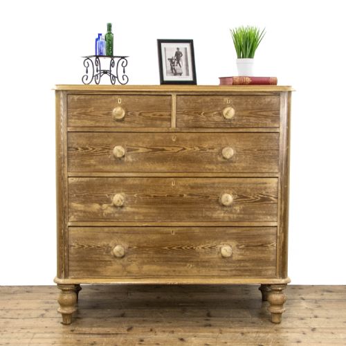 fig 1. Victorian Antique Pitch Pine Chest of Drawers