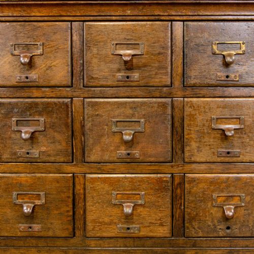 fig 1. Antique Pine Bank of Drawers