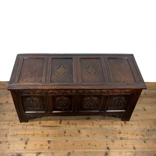 fig 1. Large 18th Century Carved Oak Coffer