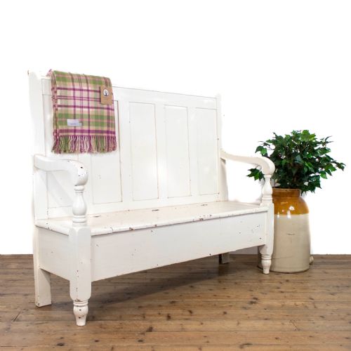 Antique Painted Pembrokeshire Pine Settle