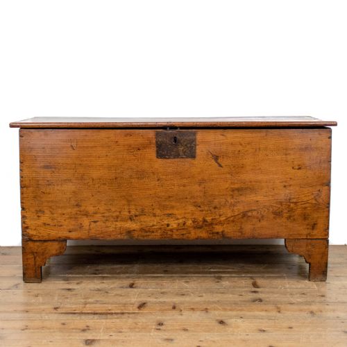 Antique 18th Century Elm Six Plank Coffer