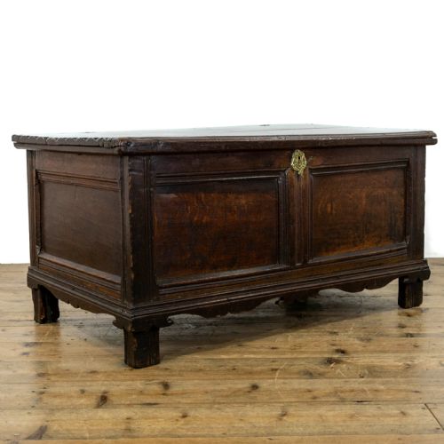 fig 1. Unusual 17th Century Antique Oak Coffer
