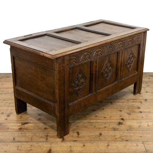 fig 1. Early 18th Century Carved Oak Coffer