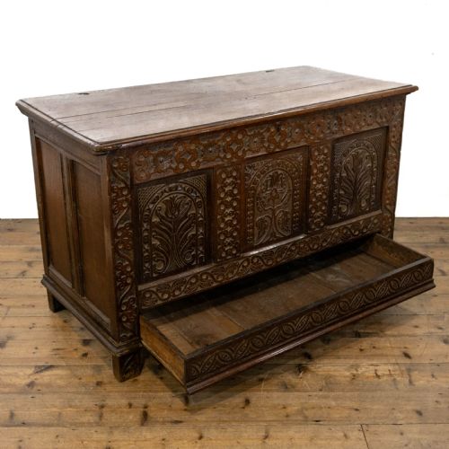Antique Century Carved Oak Mule Chest