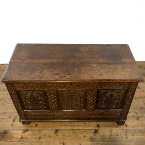 fig 2. Antique Century Carved Oak Mule Chest