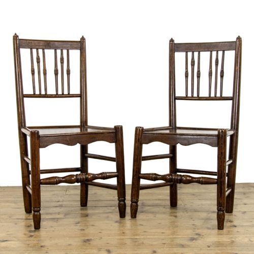 Pair of Antique Elm Farmhouse Occasional Chairs