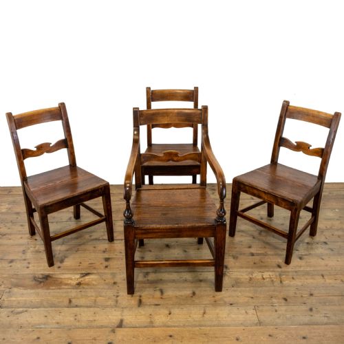 Set of Four Antique Ash Farmhouse Chairs