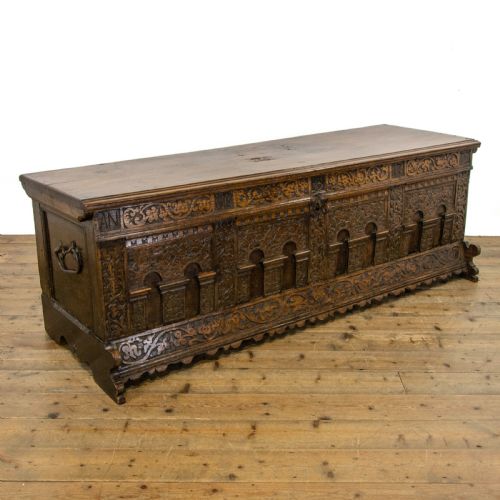 Italian Antique Oak Marriage Chest