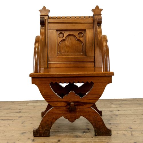 fig 2. Pair of Antique Pitch Pine Church Chairs
