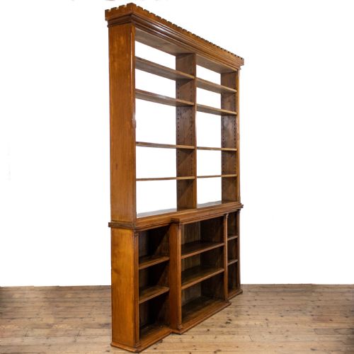 Antique Oak Breakfront Two Stage Bookcase