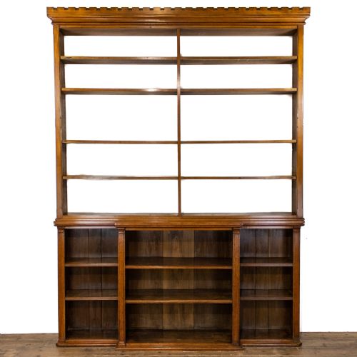 fig 1. Antique Oak Breakfront Two Stage Bookcase