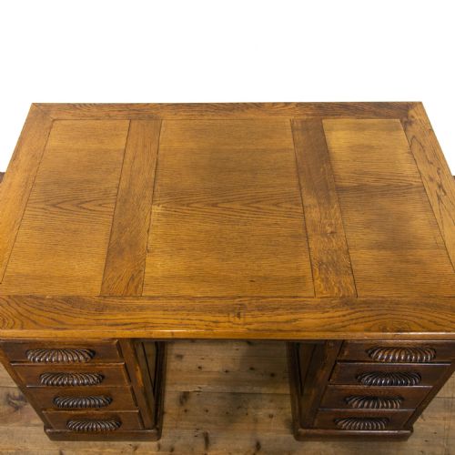 fig 2. Large Antique Oak Pedestal Desk