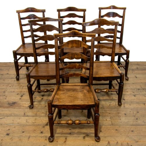 Set of Six Matched Ladder Back Kitchen Chairs