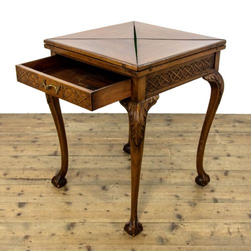 fig 1. Edwardian Antique Mahogany Envelope Card Table