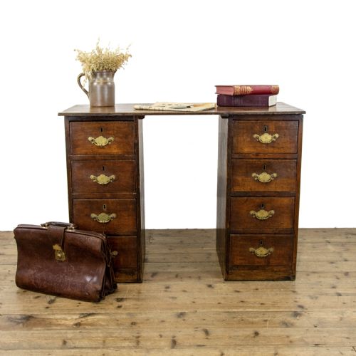 fig 1. Antique Oak Pedestal Desk