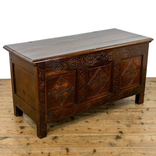 17th Century Antique Carved Oak Coffer