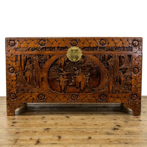 fig 1. Early 20th Century Carved Camphor Wood Trunk