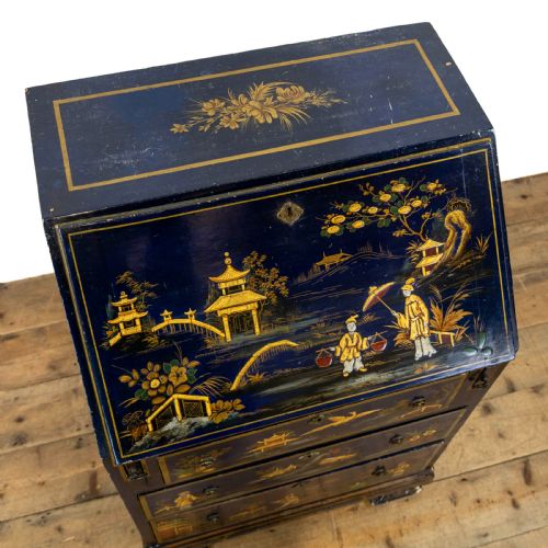 fig 1. Antique Blue Japanned Chinoiserie Bureau