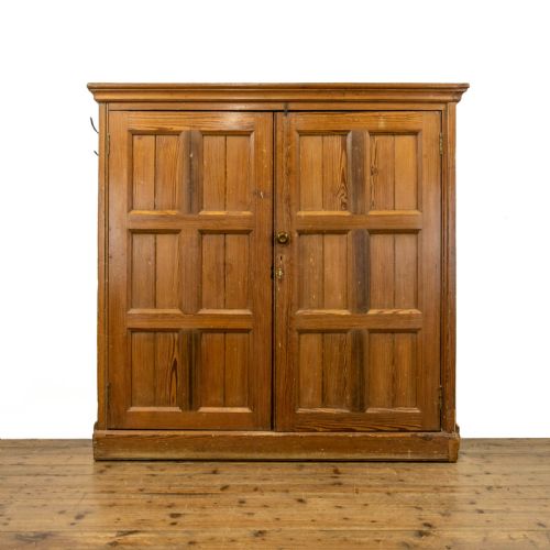 Large Antique Pitch Pine School Cupboard