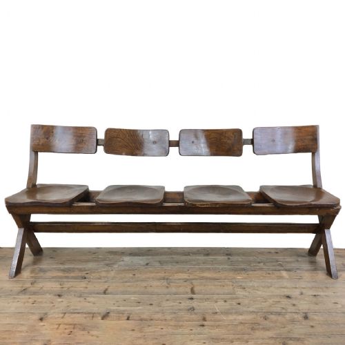 Antique Victorian Elm Four Seater Bench