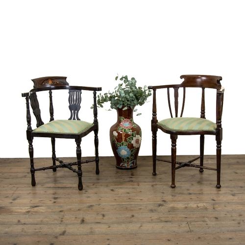 Two Similar Antique Mahogany Corner Chairs